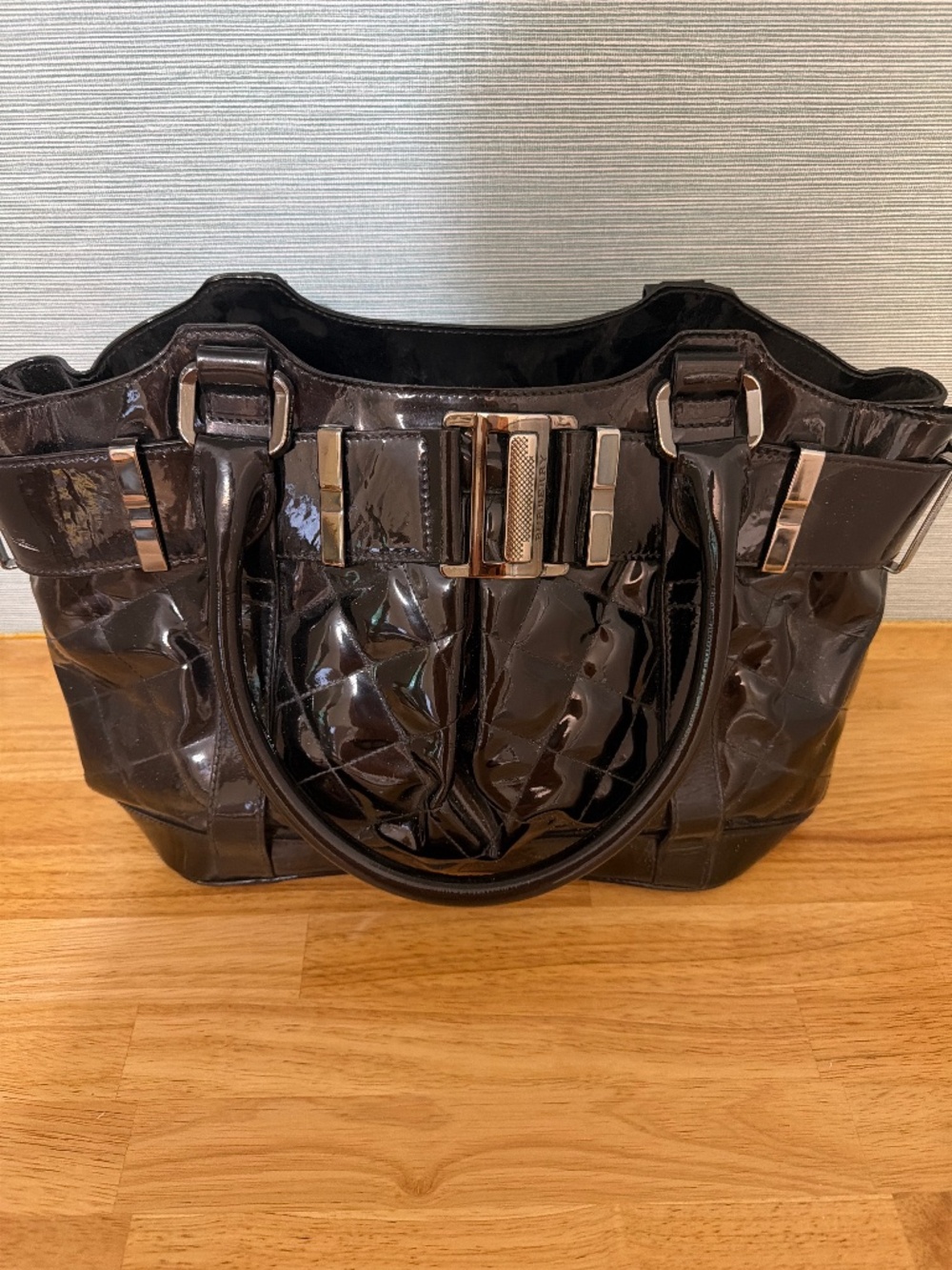 Burberry Beaton Tote Black Quilter Patent